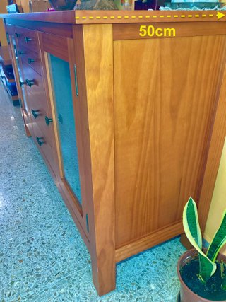 Aparador comedor madera maciza con puertas cristal