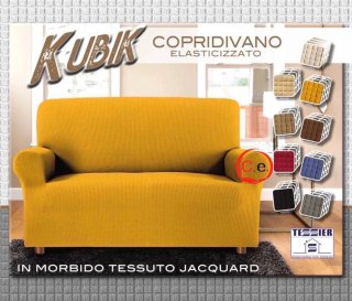 Copridivano elasticizzato Kubik grigio