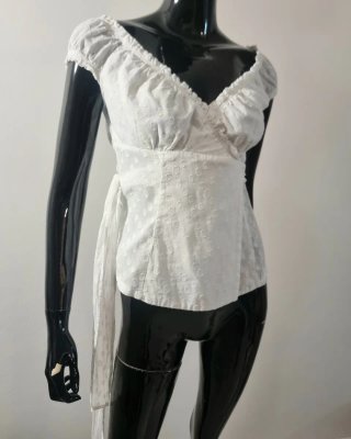 Nara Camicie vintage,blusa "milkmaid" a pois coton