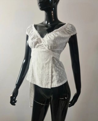 Nara Camicie vintage,blusa "milkmaid" a pois coton