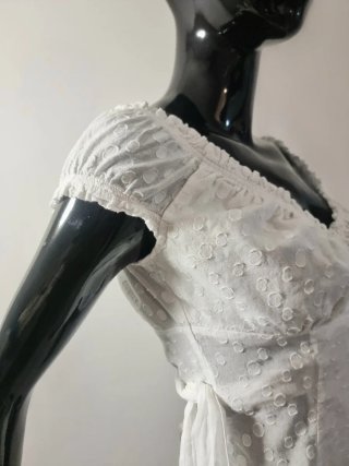 Nara Camicie vintage,blusa "milkmaid" a pois coton