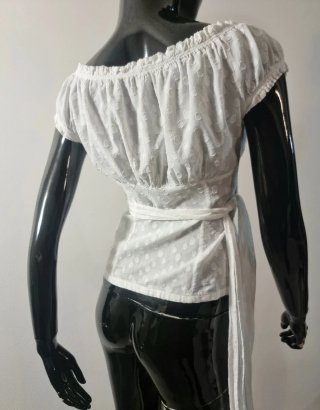 Nara Camicie vintage,blusa "milkmaid" a pois coton