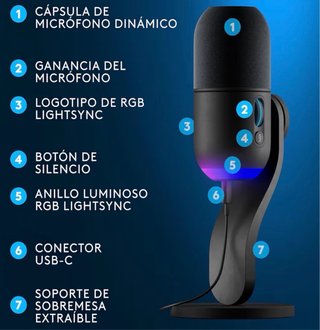 Micrófono Logitech G Yeti GX RGB