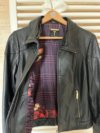 Cazadora Piel Ted Baker Negra Mujer