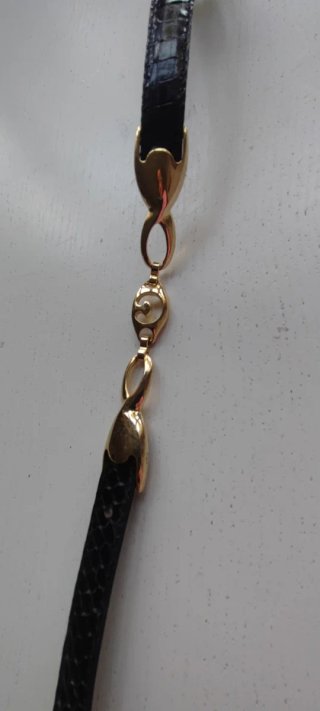 Cintura Vintage Pelle Cobra Nera Oro