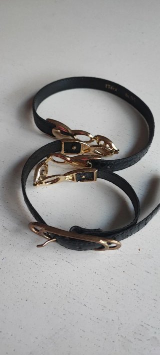 Cintura Vintage Pelle Cobra Nera Oro