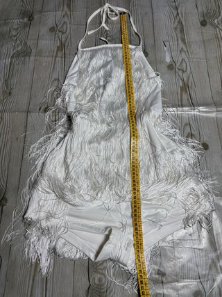 Abito corto con frange bianco taglia M