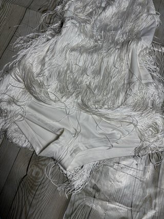 Abito corto con frange bianco taglia M