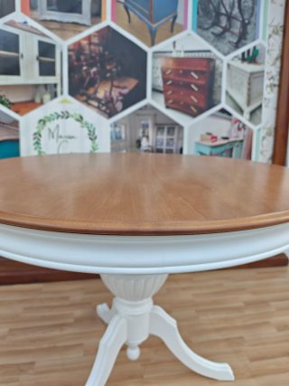 Mesa redonda vintage madera