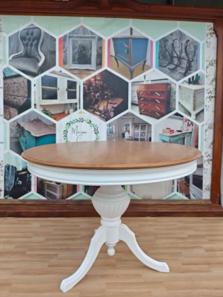 Mesa redonda vintage madera