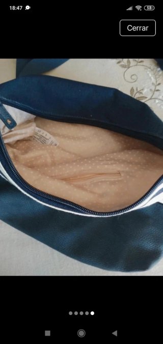 Bolso de playa rayas ancla polipiel y tela. Nuevo