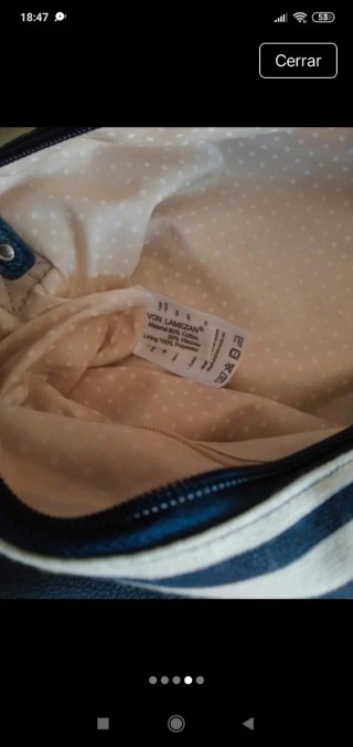 Bolso de playa rayas ancla polipiel y tela. Nuevo