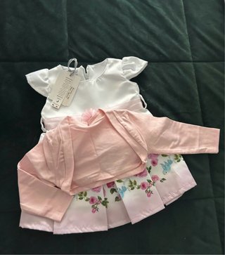 Vestido de festa infantil branco e rosa