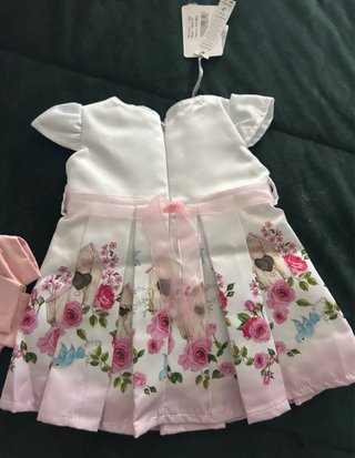 Vestido de festa infantil branco e rosa