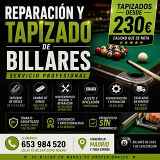 Tapizado y Reparación de Billares
