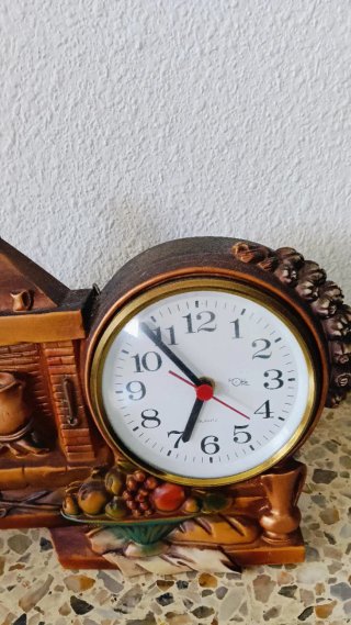 Reloj pared cocina, diseño rústico