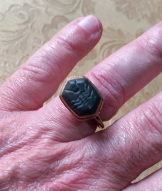 Anello sigillo afghano nero mm 17,5