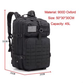 Mochila militar tactica 50l NEGRA+ 2 parches