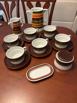 Juego de café rayas multicolor