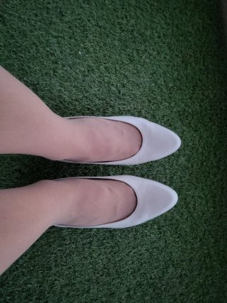 Zapatos de piel blancos tacón boda talla 37