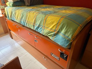 Cama nido con cajones naranja