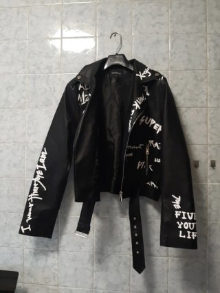 Chaqueta Biker Polipiel Negra Talla L