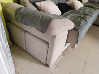 Sofá chaise longue beige y gris