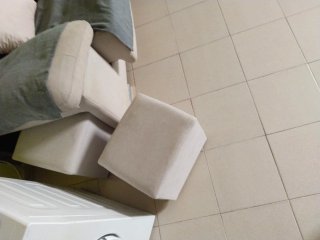 Sofá chaise longue beige y gris