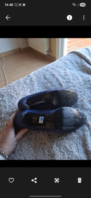 Zapatos Zendra azul,piel,40 .Tacon y plataforma.
