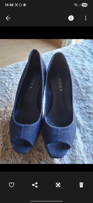 Zapatos Zendra azul,piel,40 .Tacon y plataforma.