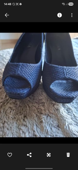 Zapatos Zendra azul,piel,40 .Tacon y plataforma.