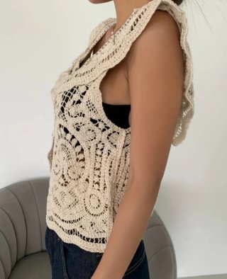 Cárdigan beige crochet