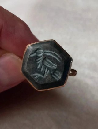 Anello sigillo antico afghano esagonale