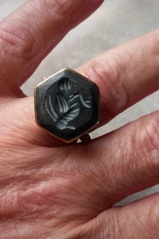 Anello sigillo antico afghano esagonale