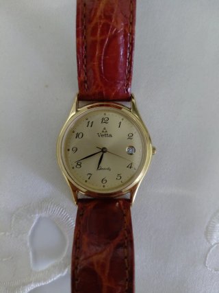 Orologio Vetta Placcato Oro Cinturino Rosso