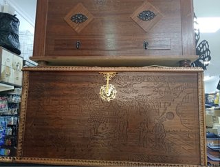Baúl Antiguo Madera Tallado Estilo Asiático
