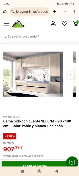 Dormitorio juvenil color roble y blanco