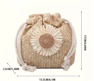 Bolso de paja con flor