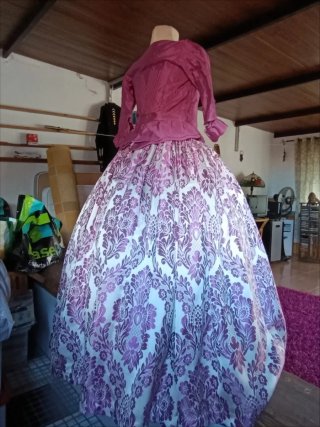 Falda Fallera Morada y Beige