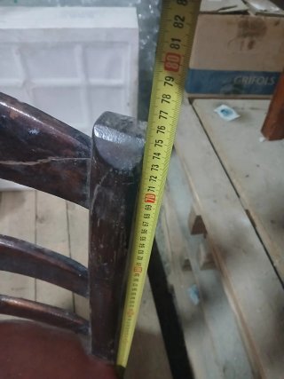 Silla costurera antigua madera y cuero