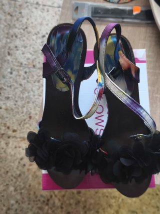 Sandalias de tacón mujer multicolor.