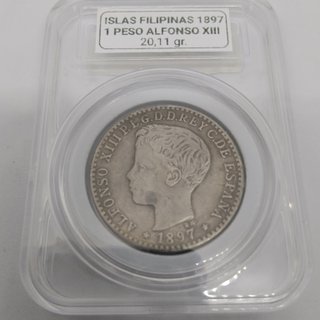 🇪🇦 ISLAS FILIPINAS 1 PESO ALFONSO XIII 1897