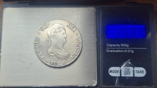 8 Reales Plata Fernando VII 1824 Madrid, AJ/GJ