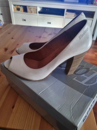 Zapatos Mustang Peep Toe Beige/Blanco