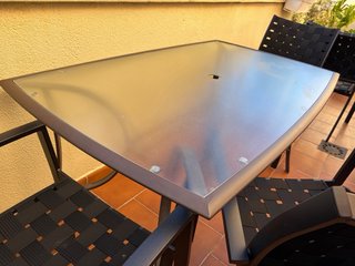 Mesa de terraza cristal y metal