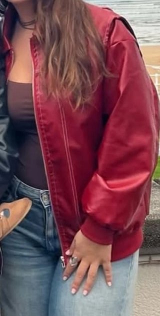 Chaqueta oversize cuero rojo