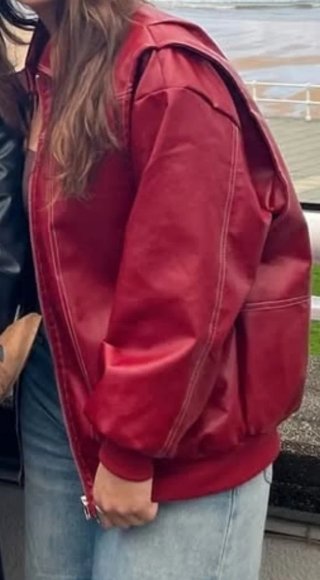 Chaqueta oversize cuero rojo