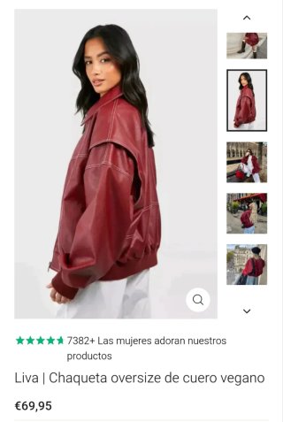 Chaqueta oversize cuero rojo