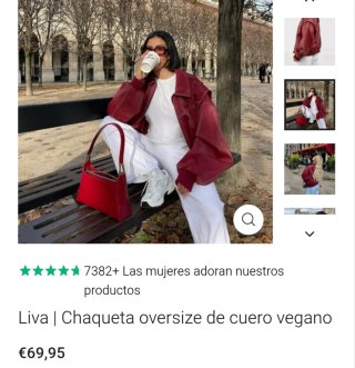 Chaqueta oversize cuero rojo