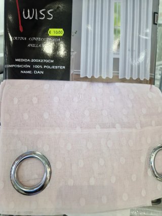 Cortina confeccionada rosa clarito 2mts ancho